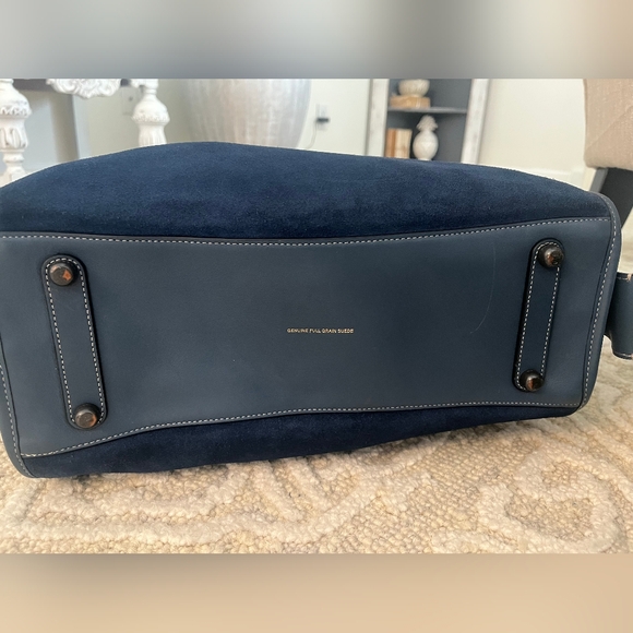 Authentic Coach Navy Blue Suede And Leather 1941 Rogue 36 Tote Bag - Picture 12 of 16